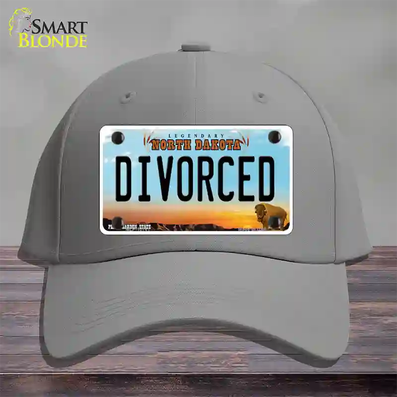 Divorced North Dakota Novelty License Plate Hat Cotton / Gray