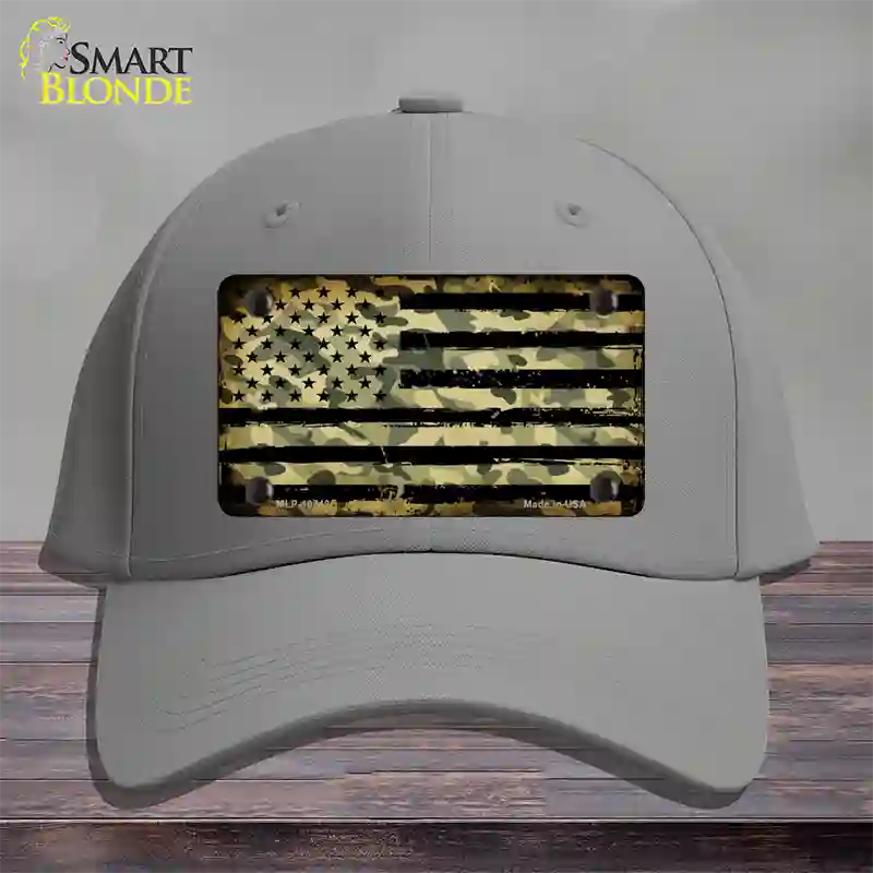 Camo American Flag Novelty License Plate Hat Cotton / Gray