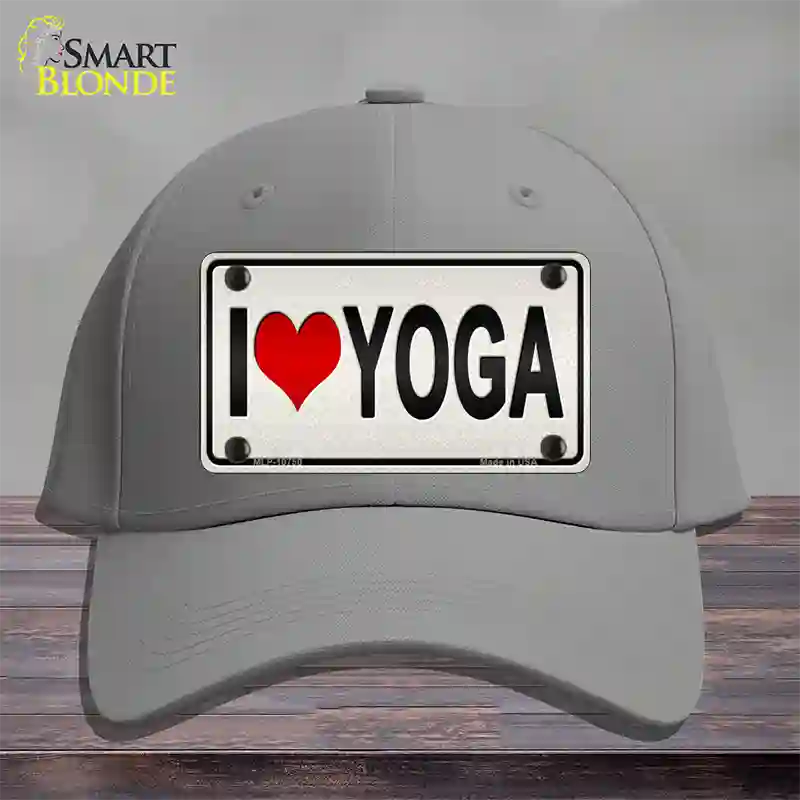 I Love Yoga Silver Novelty License Plate Hat Cotton / Gray