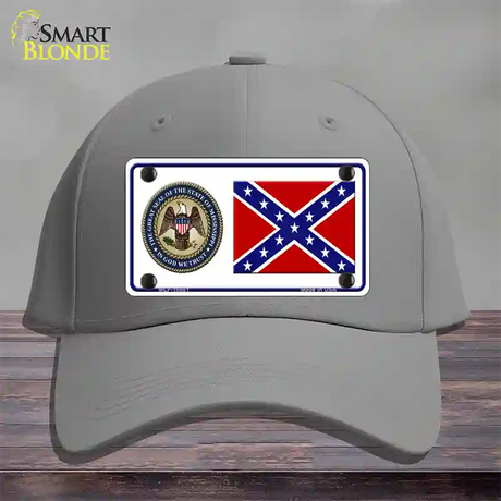 Confederate Flag Mississippi Seal Novelty License Plate Hat Cotton / Gray