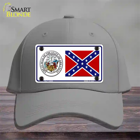 Confederate Flag Arkansas Seal Novelty License Plate Hat Cotton / Gray