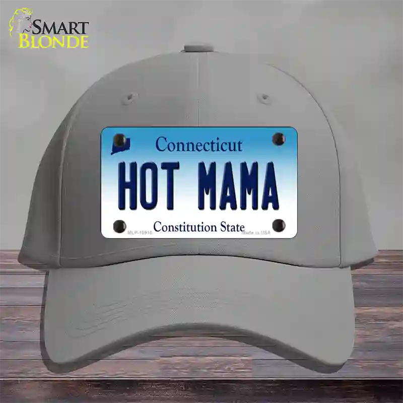 Hot Mama Connecticut Novelty License Plate Hat Cotton / Gray