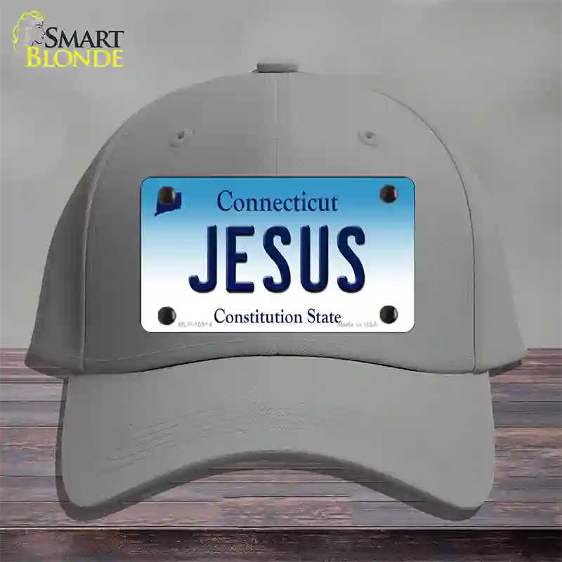 Jesus Connecticut Novelty License Plate Hat Cotton / Gray