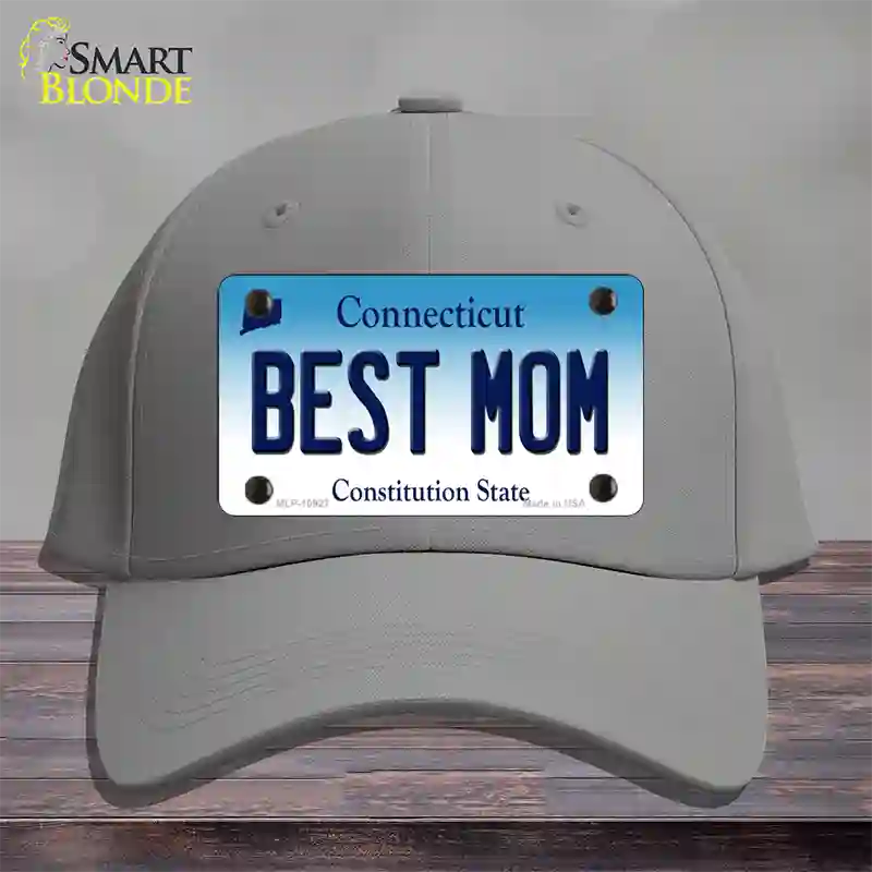 Best Mom Connecticut Novelty License Plate Hat Cotton / Gray