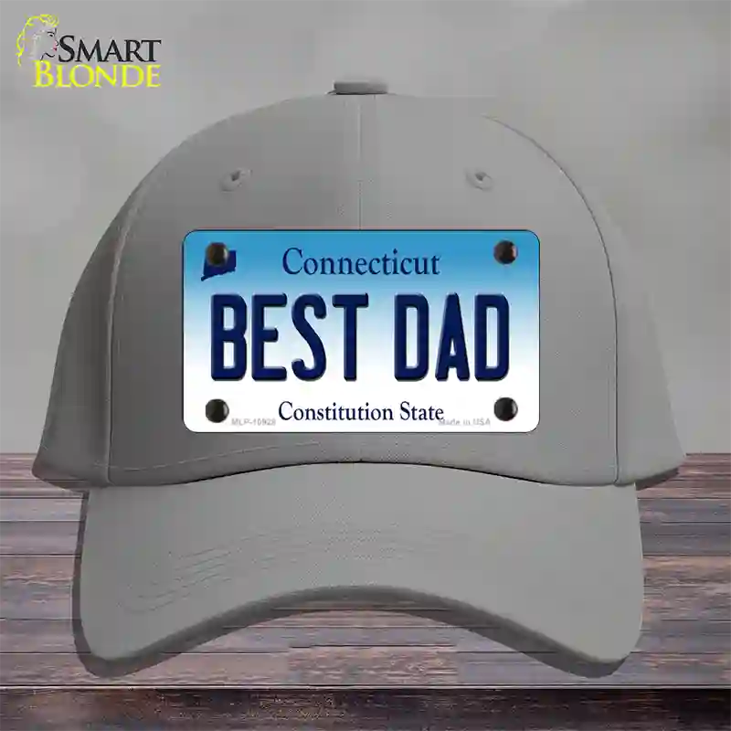 Best Dad Connecticut Novelty License Plate Hat Cotton / Gray