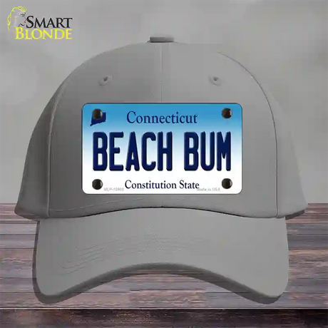 Beach Bum Connecticut Novelty License Plate Hat Cotton / Gray