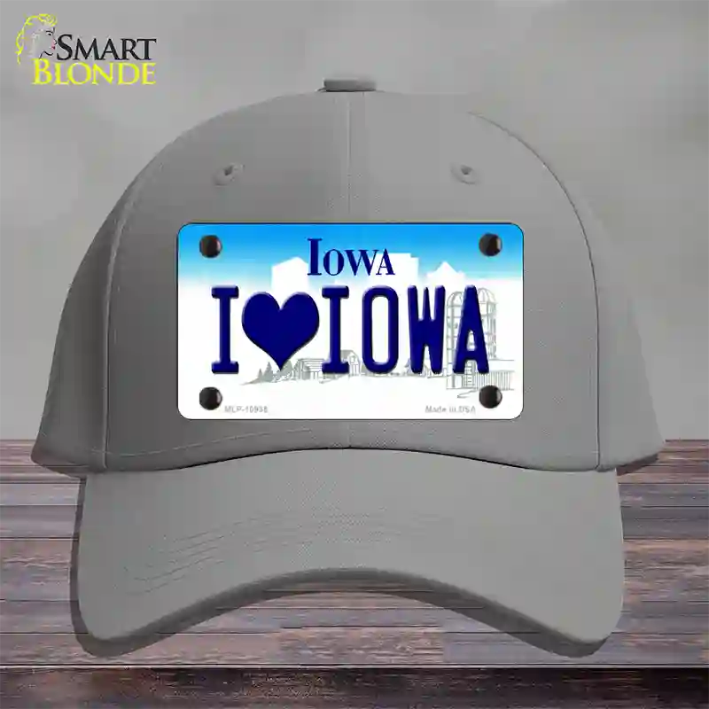 I Love Iowa Novelty License Plate Hat Cotton / Gray