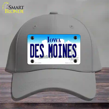 Des Moines Iowa Novelty License Plate Hat Cotton / Gray