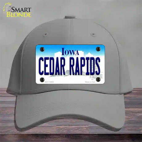 Cedar Rapids Iowa Novelty License Plate Hat Cotton / Gray