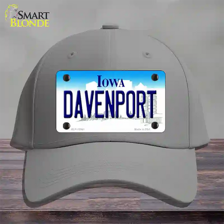 Davenport Iowa Novelty License Plate Hat Cotton / Gray