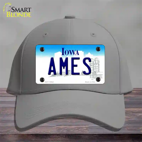 Ames Iowa Novelty License Plate Hat Cotton / Gray