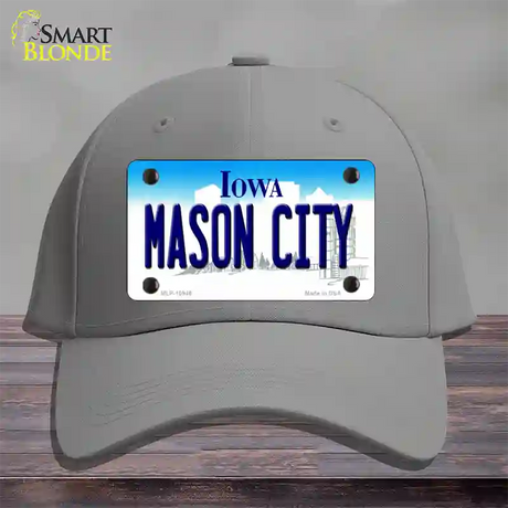 Mason City Iowa Novelty License Plate Hat Cotton / Gray