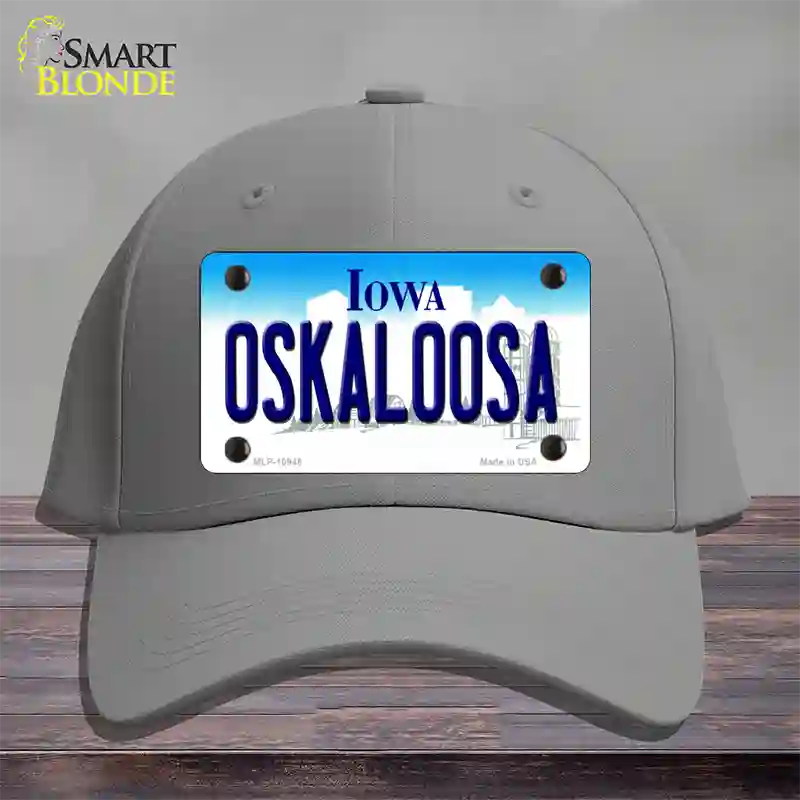 Oskaloosa Iowa Novelty License Plate Hat Cotton / Gray