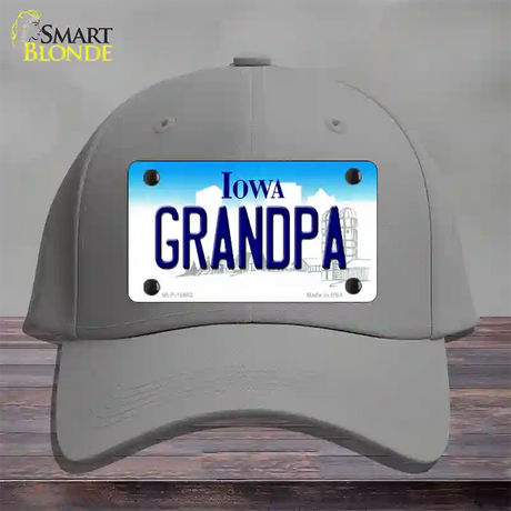 Grandpa Iowa Novelty License Plate Hat Cotton / Gray