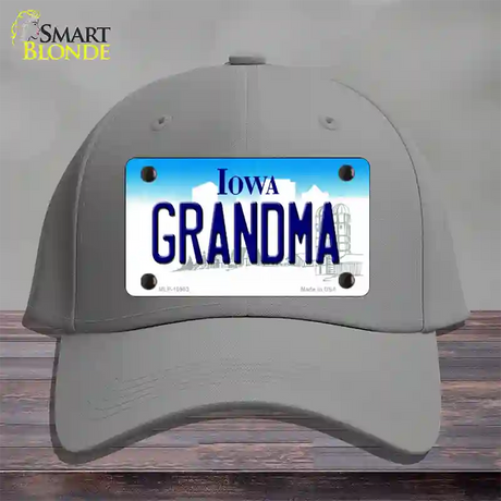 Grandma Iowa Novelty License Plate Hat Cotton / Gray