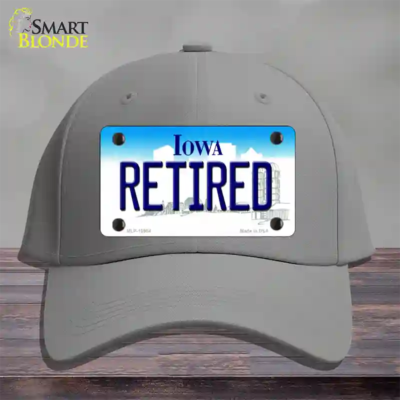 Retired Iowa Novelty License Plate Hat Cotton / Gray