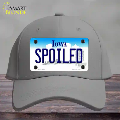 Spoiled Iowa Novelty License Plate Hat Cotton / Gray