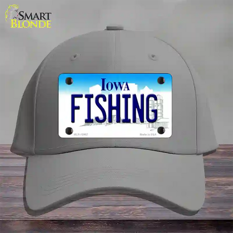 Fishing Iowa Novelty License Plate Hat Cotton / Gray