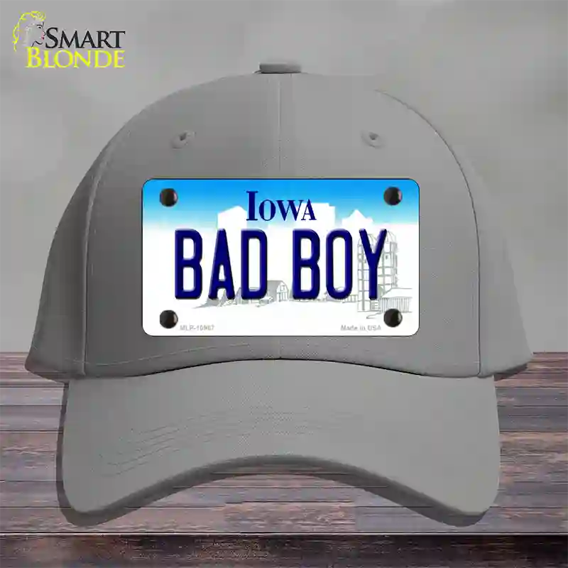 Bad Boy Iowa Novelty License Plate Hat Cotton / Gray