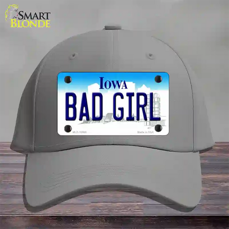 Bad Girl Iowa Novelty License Plate Hat Cotton / Gray