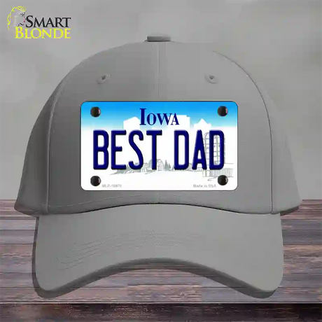 Best Dad Iowa Novelty License Plate Hat Cotton / Gray