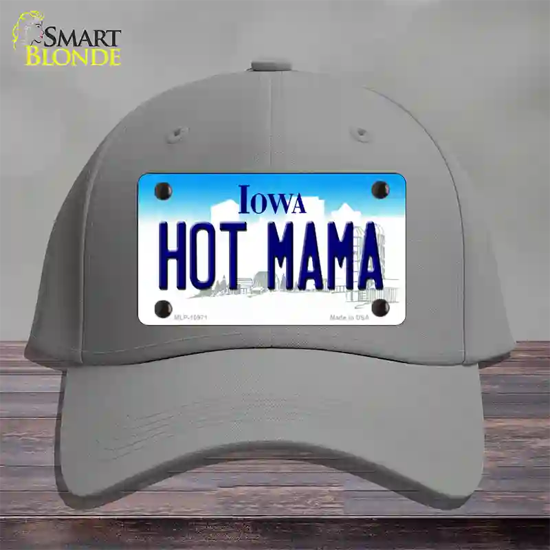 Hot Mama Iowa Novelty License Plate Hat Cotton / Gray