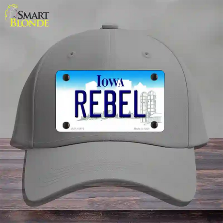 Rebel Iowa Novelty License Plate Hat Cotton / Gray