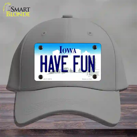 Have Fun Iowa Novelty License Plate Hat Cotton / Gray