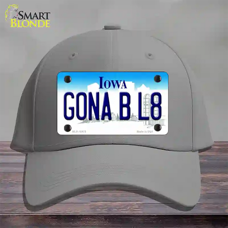 Gona B L8 Iowa Novelty License Plate Hat Cotton / Gray