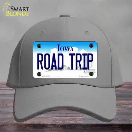 Road Trip Iowa Novelty License Plate Hat Cotton / Gray