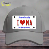 I Love Massachusetts Novelty License Plate Hat Cotton / Gray