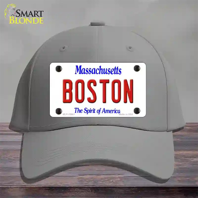 Boston Massachusetts Novelty License Plate Hat Cotton / Gray