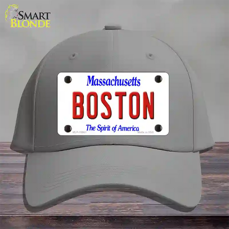 Boston Massachusetts Novelty License Plate Hat Cotton / Gray