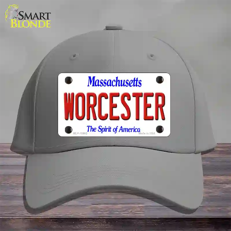 Worcester Massachusetts Novelty License Plate Hat Cotton / Gray