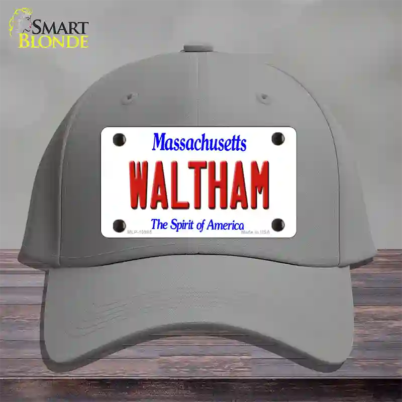 Waltham Massachusetts Novelty License Plate Hat Cotton / Gray