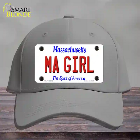 MA Girl Massachusetts Novelty License Plate Hat Cotton / Gray