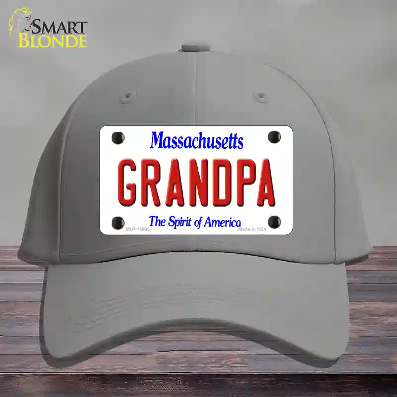 Grandpa Massachusetts Novelty License Plate Hat Cotton / Gray