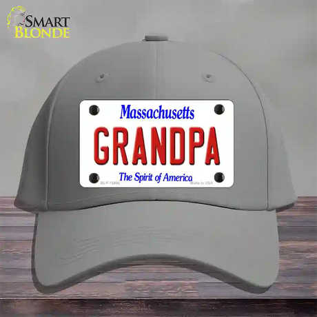 Grandpa Massachusetts Novelty License Plate Hat Cotton / Gray