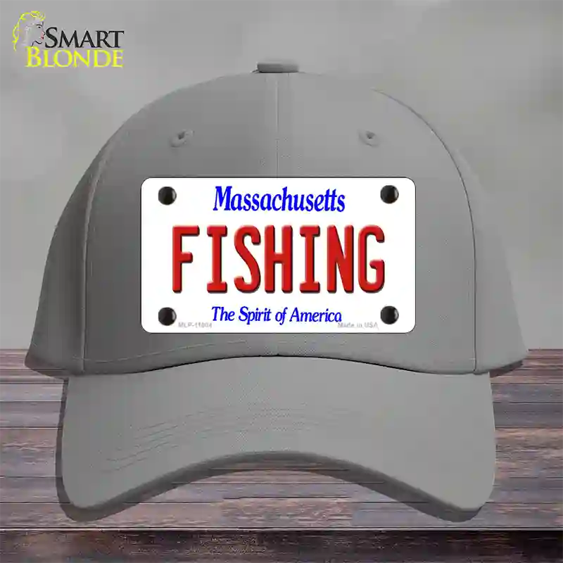 Fishing Massachusetts Novelty License Plate Hat Cotton / Gray