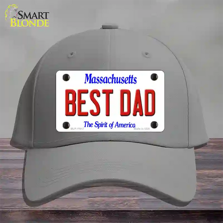 Best Dad Massachusetts Novelty License Plate Hat Cotton / Gray