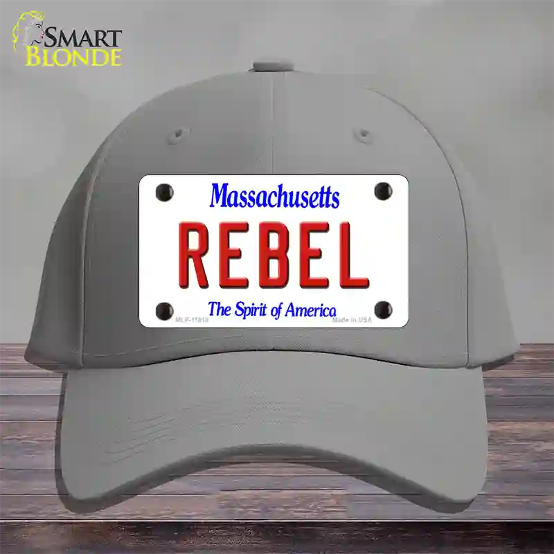 Rebel Massachusetts Novelty License Plate Hat Cotton / Gray