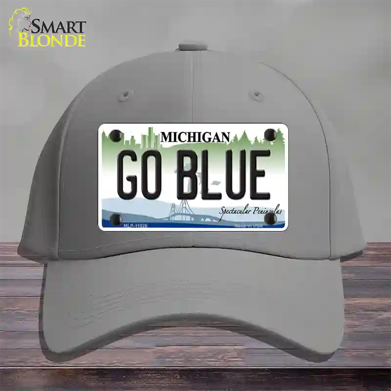 Go Blue Michigan Novelty License Plate Hat Cotton / Gray