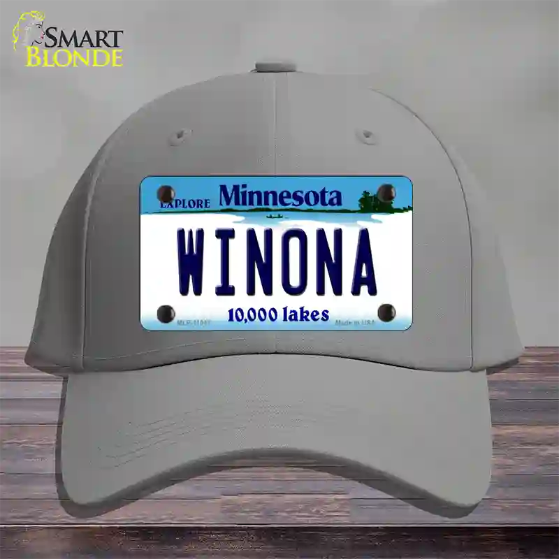 Winona Minnesota State Novelty License Plate Hat Cotton / Gray