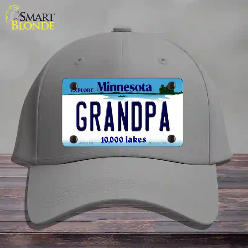 Grandpa Minnesota State Novelty License Plate Hat Cotton / Gray