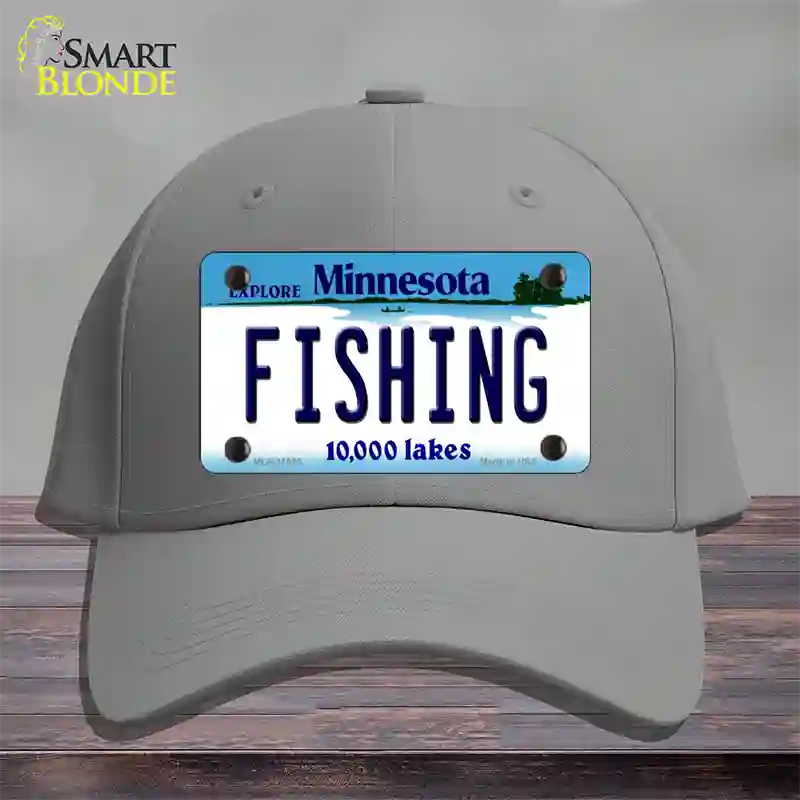 Fishing Minnesota State Novelty License Plate Hat Cotton / Gray