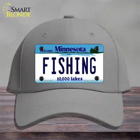 Fishing Minnesota State Novelty License Plate Hat Cotton / Gray