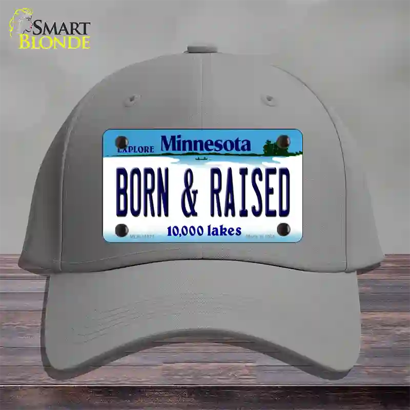 Born and Raised Minnesota State Novelty License Plate Hat Cotton / Gray