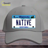 Native Minnesota State Novelty License Plate Hat Cotton / Gray