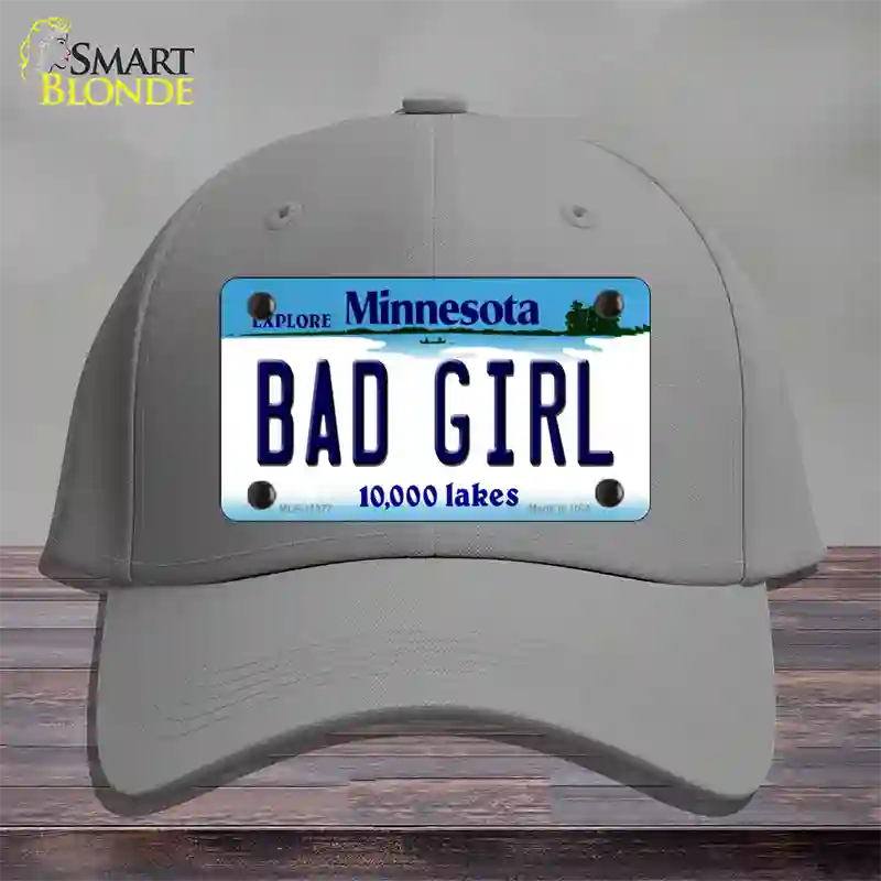 Bad Girl Minnesota State Novelty License Plate Hat Cotton / Gray