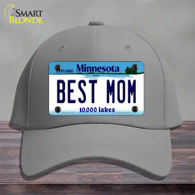 Best Mom Minnesota State Novelty License Plate Hat Cotton / Gray